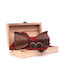 Legend Accessories Wooden Bow Tie Set with Cufflinks and Pochette Red