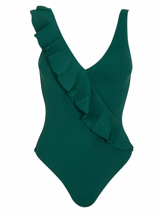 G Secret Slim Strap Padded Swimsuit Green