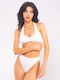 Set Bikini Τριγωνάκι & Brazil Ψηλόμεσο Λευκό
