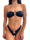 Bikini Set Strapless Top & Slip Bottom Black