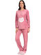 Lydia Creations Kinder Schlafanzug Winterlich Fleece Rosa