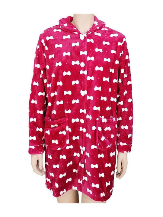 Lydia Creations Παιδική Ρόμπα Χειμωνιάτικη Fleece Μπορντό