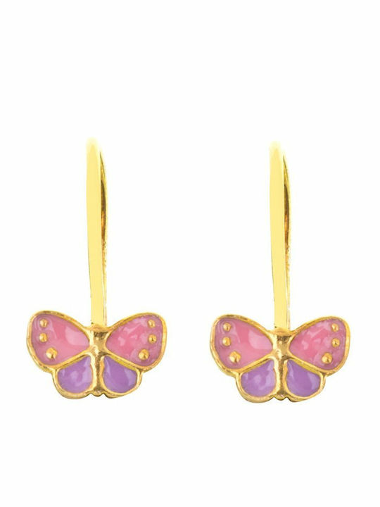 Paraxenies Gold Plated Silver Pendants Kids Earrings Butterflies