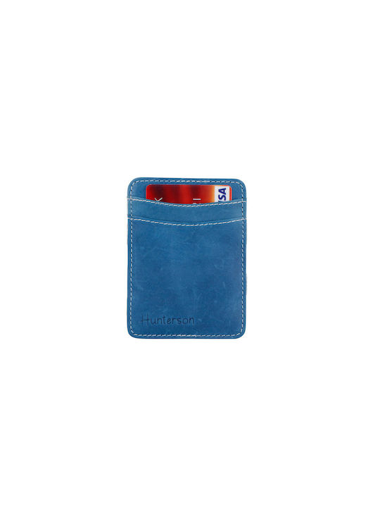 Hunterson Magic Wallet Δερμάτινο Ανδρικό Πορτοφόλι Καρτών με RFID Μπλε