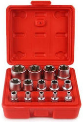 Mar-Pol Căpăcei Torx cu Patrat de Prindere 1/4", 3/8", 1/2" Set 14buc