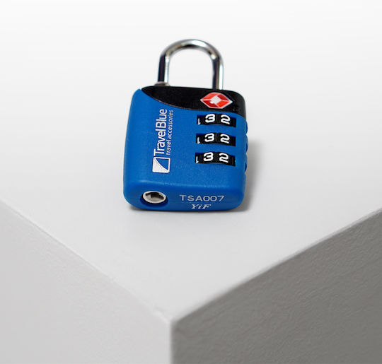 Travel Blue Padlock Brass with Key with TSA Certification Blue 1pcs