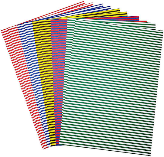 Folia Cardboard Striped Silver 10 Sheets 50x70cm