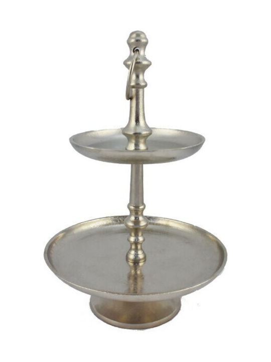Metallic Dessert Tower Stand with 2 Tiers Silver Ø25cmxY38cm 38x38x38cm