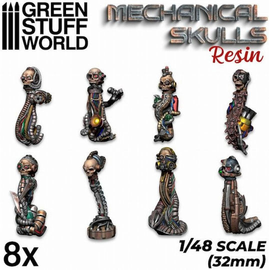 Green Stuff World 8x Resin Mechanische Schädel 32mm