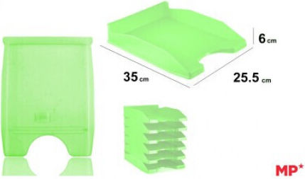 Madrid Papel Δίσκος Εγγράφων Πλαστικός Πράσινος 35x25.5x6εκ.