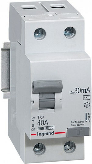 Legrand Tx3 Ρελέ Ράγας Διαρροής 40A Διπολικό
