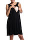 Cotton Sleeveless Maternity Dress Black