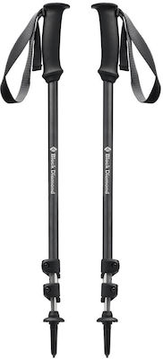 Black Diamond Pair of Telescopic Aluminum Trekking Poles with 3 Sections Trail Explorer Black 531gr