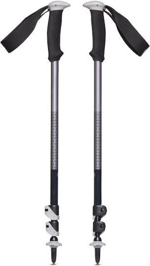Black Diamond Pair of Telescopic Aluminum Trekking Poles with 3 Sections Trail Trail Sport Trek Gray 250gr