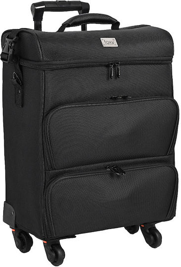 Koncai Fabric Cosmetic Case Wheeled Black H56xW38xD23cm