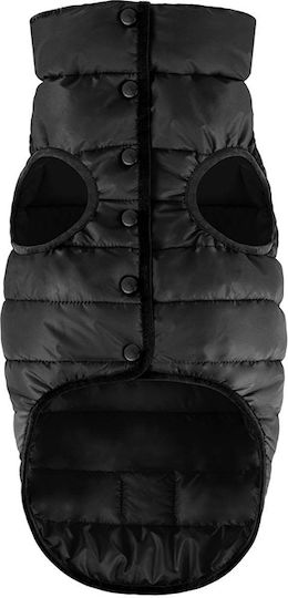 WauDog Black Waterproof Dog Coat with Hood with 22cm Back Length
