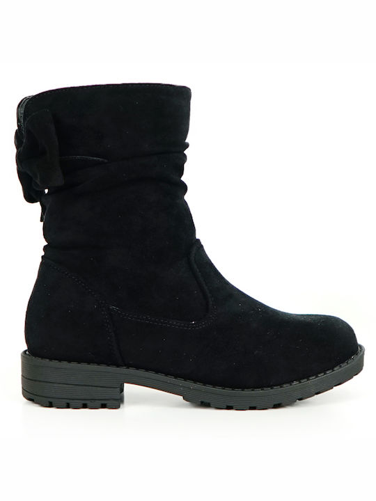 Piazza Shoes Kids Suede Boots with Zipper Black