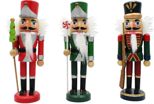 Nutcracker de Crăciun Lemn Roșu Înălțime 12.5cm. 3buc