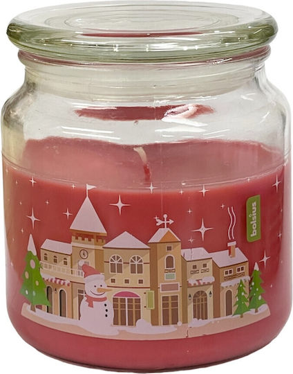 Bolsius Christmas Glass Red Candle 10cm