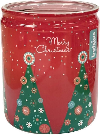 Bolsius Christmas Glass Red Candle 8.2cm