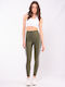 Training Damen Lang Leggings Formendefinition Hohe Taille Push-up Khaki