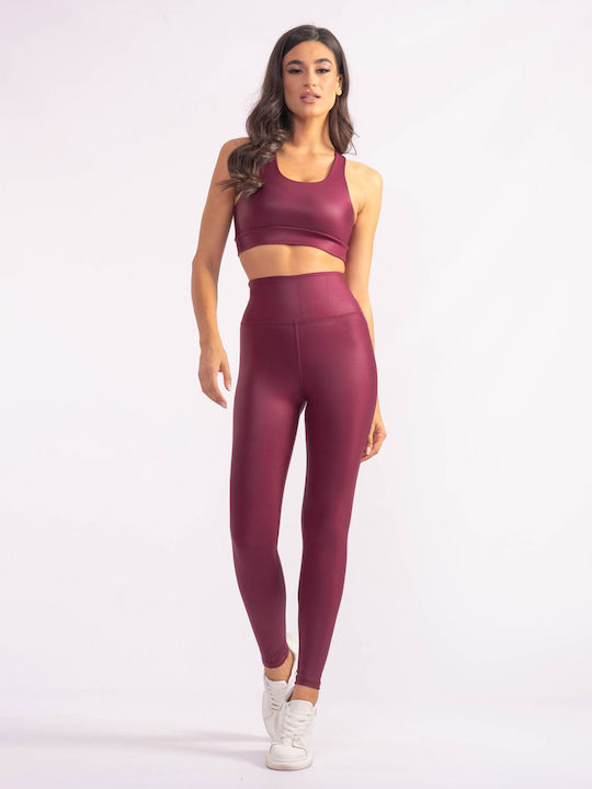 The Lady Irida Women's Long Training Legging High Waisted & Push Up Purple