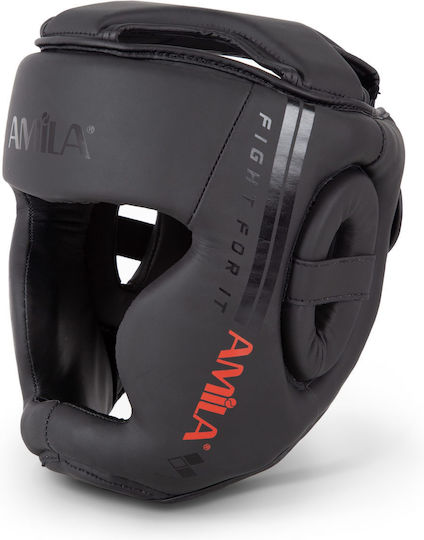 AMILA Kaos Adult Full Face Boxing Headgear Synthetic Leather Black