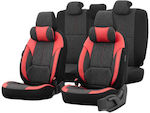 Leatherette Covers Set 13pcs Black / Red