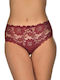 Jokers Cotton High-waisted Women's Slip with Lace Burgundy