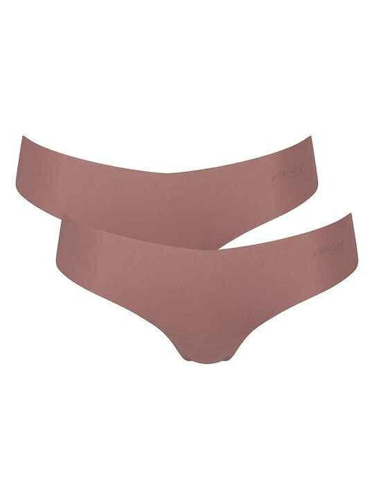 Zero Hipster Γυναικεία String 2Pack χωρίς Ραφές Καφέ