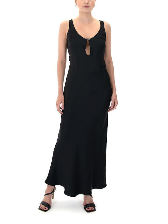 Twenty 29 Summer Maxi Evening Dress Satin Black