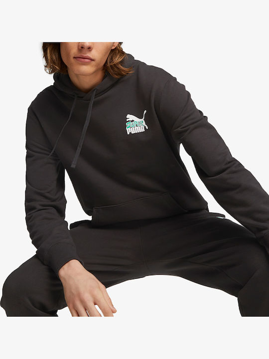 PUMA Classics Φούτερ με Κουκούλα Μαύρο