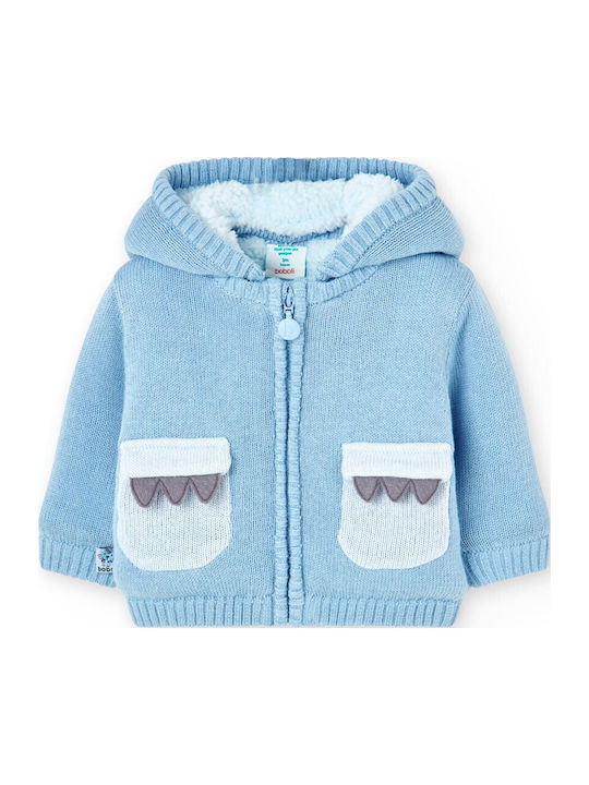 Kids Sweatshirt Cardigan Knitted with Hood Blue