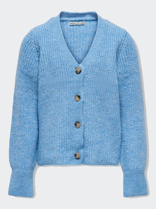 Only Girls Knitted Cardigan with Zipper Light Blue