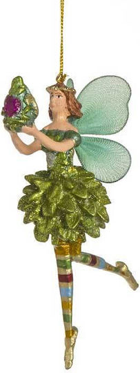 Christmas Plastic Figure Fairy Green Height 12cm