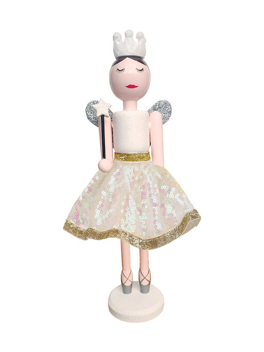 Christmas Wooden Figure Fairy White Height 55cm