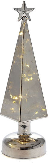 Christmas Decorative Illuminated Glass Tree Cone 29cm Battery Silver