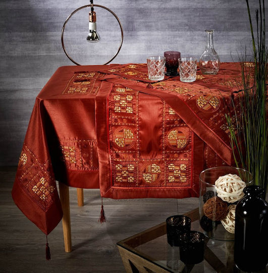 Whitegg Set Christmas Tablecloths Fabric Red 7pcs
