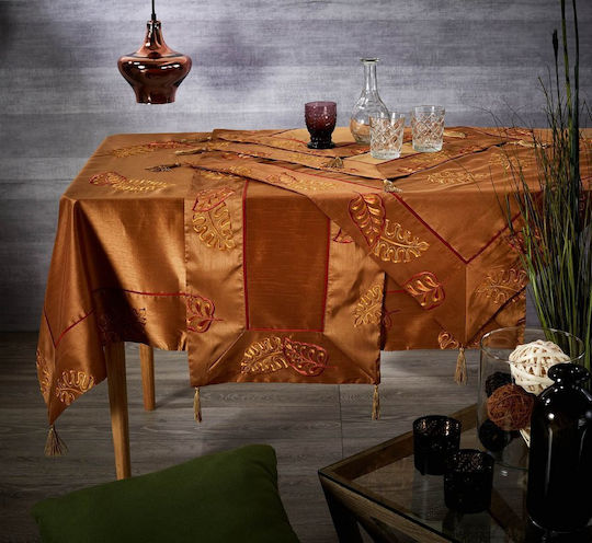 Whitegg Set Christmas Tablecloths Fabric Orange 7pcs