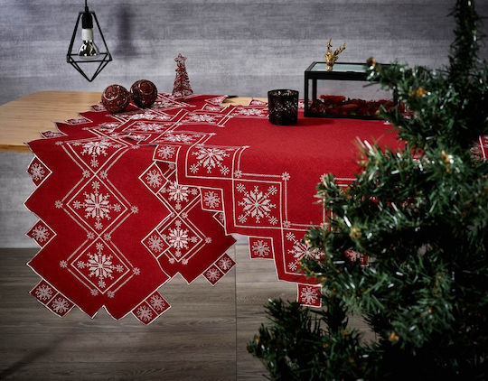 Whitegg Christmas Tablecloth Square Fabric Red L90xW90cm.