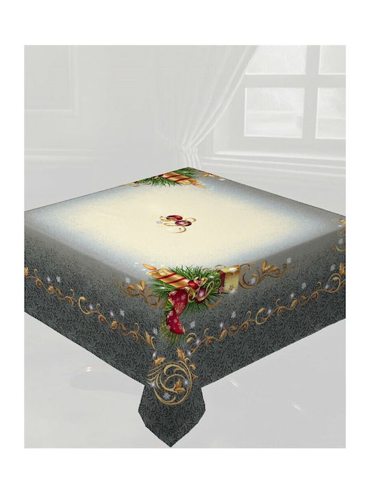 Vassiliadis Bros LUNA Christmas Tablecloth Square Fabric Gray L140xW140cm.