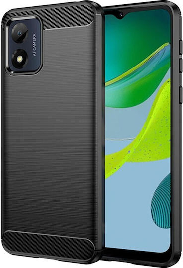 Brushed Carbon Fiber Back Cover Silicon Negru (Moto E13)