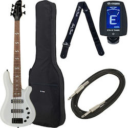 Harley Benton Elektrischer Bass White Progressi...