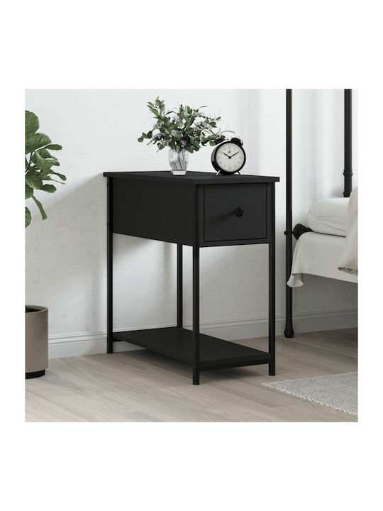 Wooden Bedside Table Black 30x60x60cm