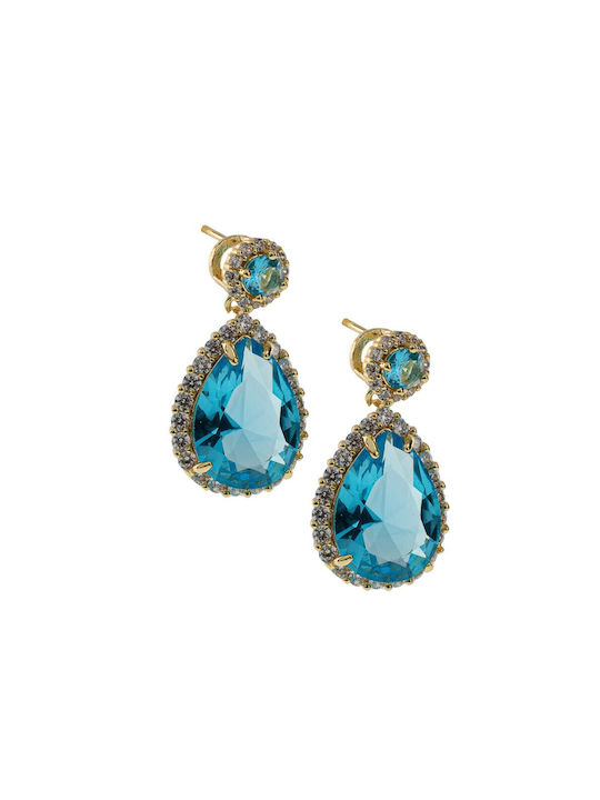 FantazyStores Earrings Pendants with Stones Blue