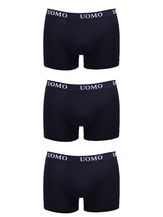 Uomo Herren Boxershorts Schwarz 3Packung