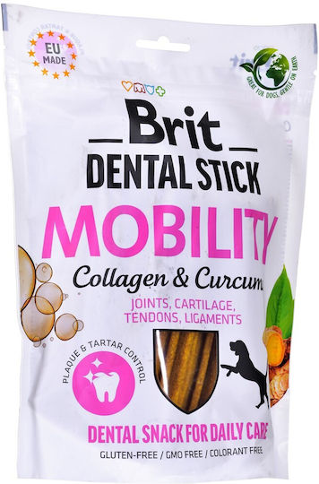 Brit Dental Stick Mobility Curcum & Collagen Chew Stick for Dogs against Tartar & Plaque 251gr 7pcs