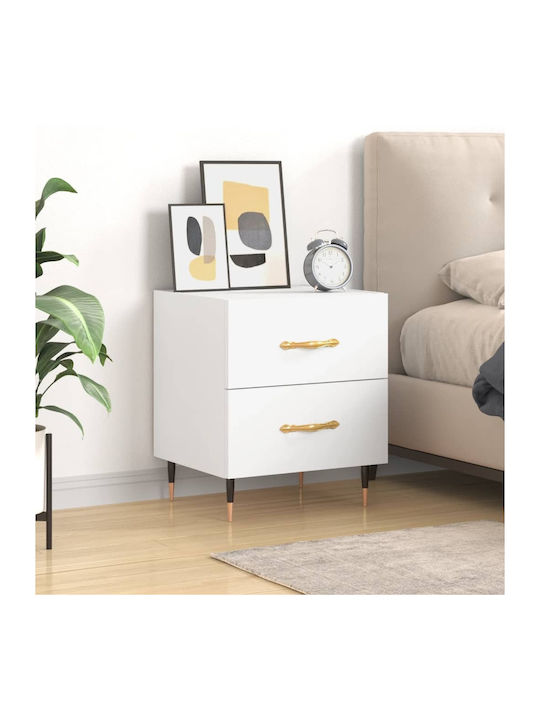 Wooden Bedside Table White 40x35x47.5cm