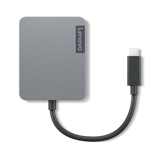 Lenovo USB-C Docking Station με DisplayPort 4K Ethernet και σύνδεση 2 Οθονών Γκρι (GX91A34575)