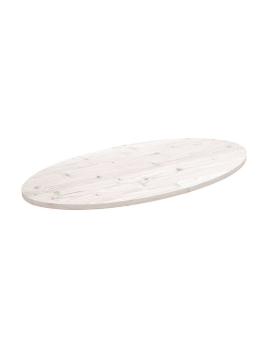 vidaXL Oval Table Surface made of Solid Wood in White Color 100x50x2.5cm 824331 1pcs